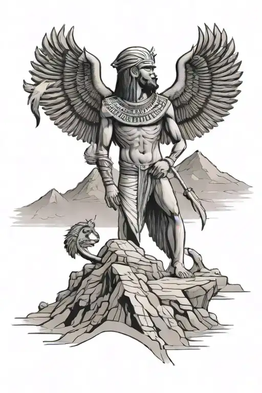 Egyptian Good Standing Proudly Atop A Mountain