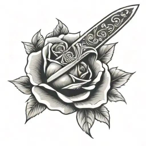 A Chefs Knife Wrapped In A Rose Wrapped