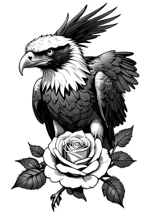 Eagle With A Rose In The Talons