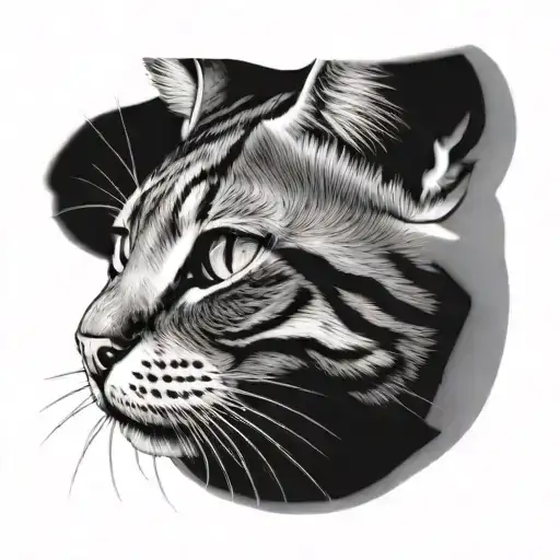 Cat Face Side View 3D