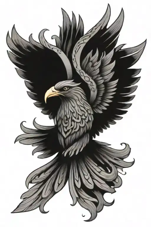 A Celtic Bird With Wings Spread Wide