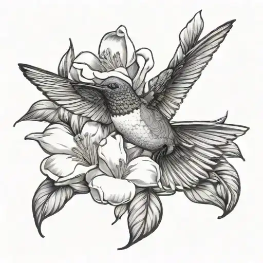 Louisiana Magnolia Flower And Hummingbird