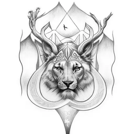 A Paganism Inspired Tattoo Featuring Animals And Nature Elements