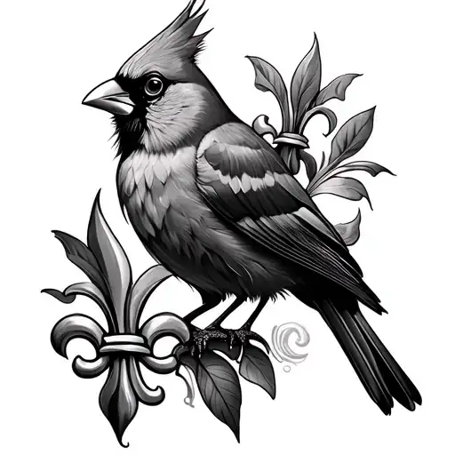 Cardinal And A Fleur De Lis