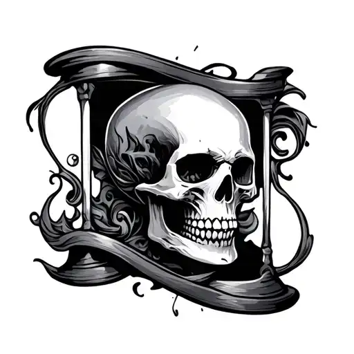Skull Hourglass Filled With Swirling