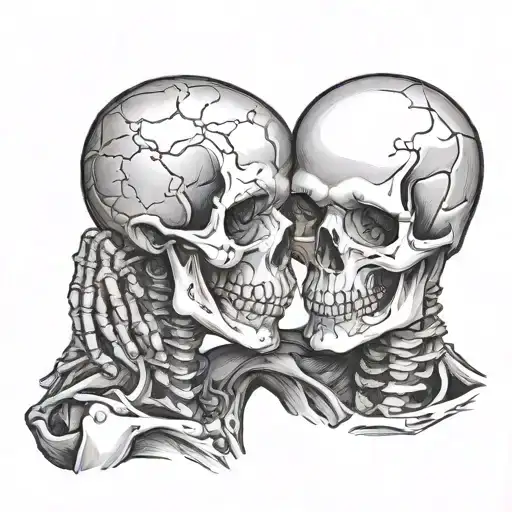Skeleton Holding Each Other Faces