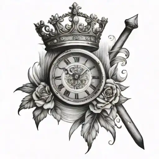 Gemini Symbol Roman Numeral 2 With A Crown And A Clock