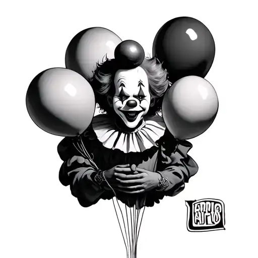 Creepy Clown Holding Balloons