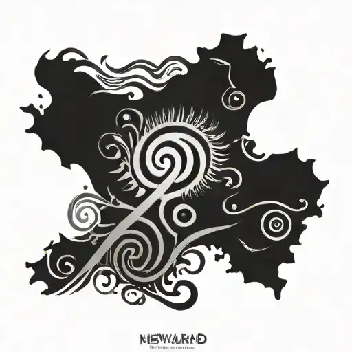 New Zealand Map Outline With Koru Motif Intertwined