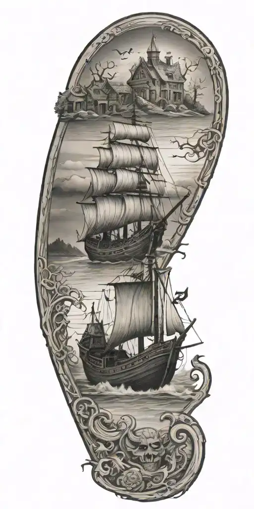 Cemetary Haunted House Viking Ship