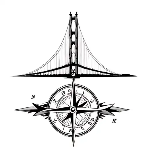 Nautical Compass Intergrated With The Mackinaw Bridge