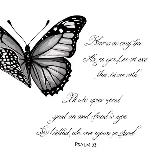 Cursive Psalms 23 Verse With Butterfly Dainty