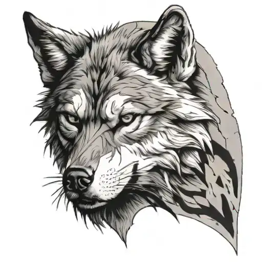 A Wolf With A Cracked Mask