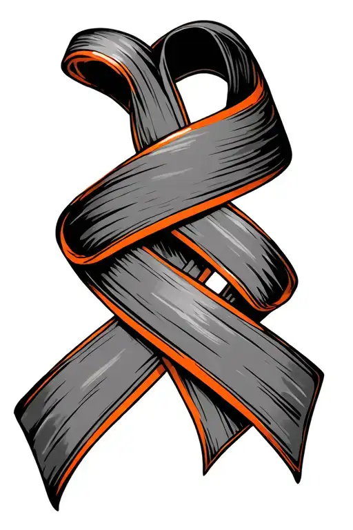Kidney Cancer Orange Ribbon Intertwined