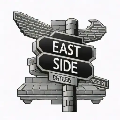 Street Sign That Says East Side With Bricks In The Background