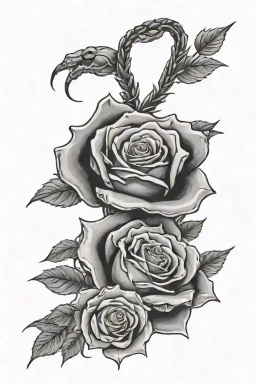 Spine Tattoo For Women Of 1 Rose With 1 Snake Wrapped Around It Going Down The Back