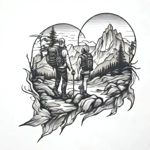 Matching Tattoo Friends Hiking