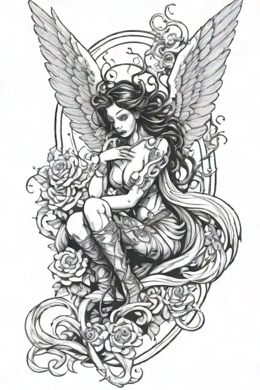 Bdsm Inspired Design Incorporating Female Angel Half Demon