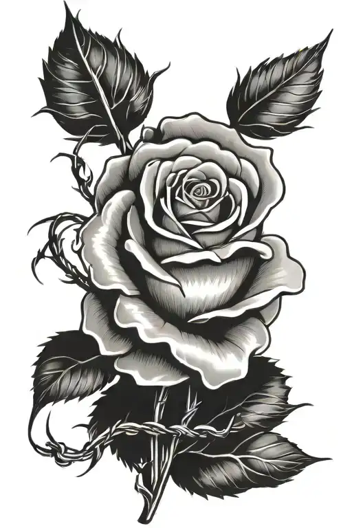 Singular Rose With Barbed Wire Stem