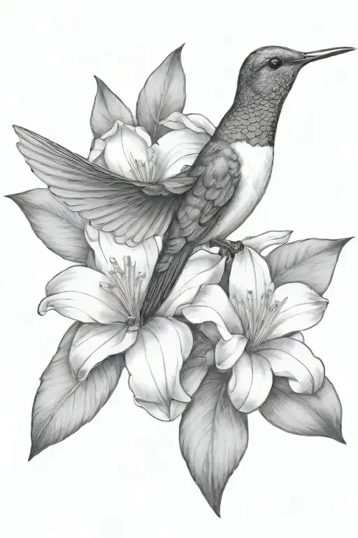 Louisiana Magnolia Flower And Hummingbird