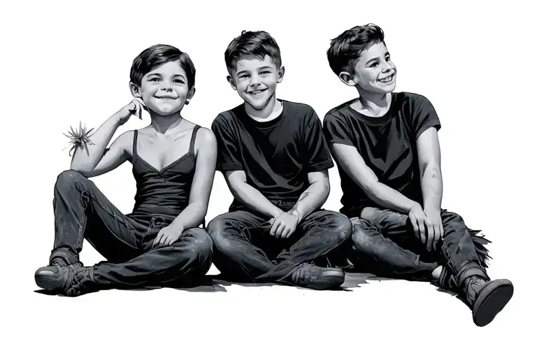 Husband And Wife 3 Boys Sitting