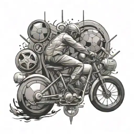 Design A Tattoo Of A Scientific Experiment With Elements Of Football And Biking Incorporated