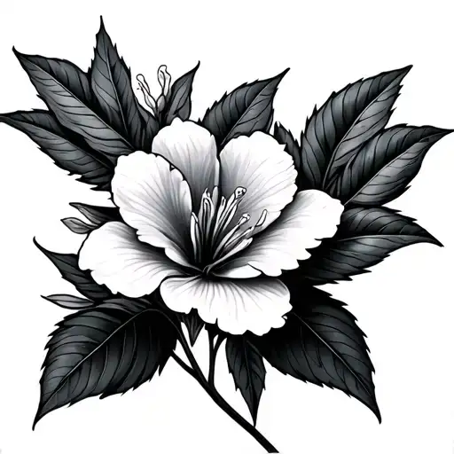 Azalea Flower With Mountain Peak