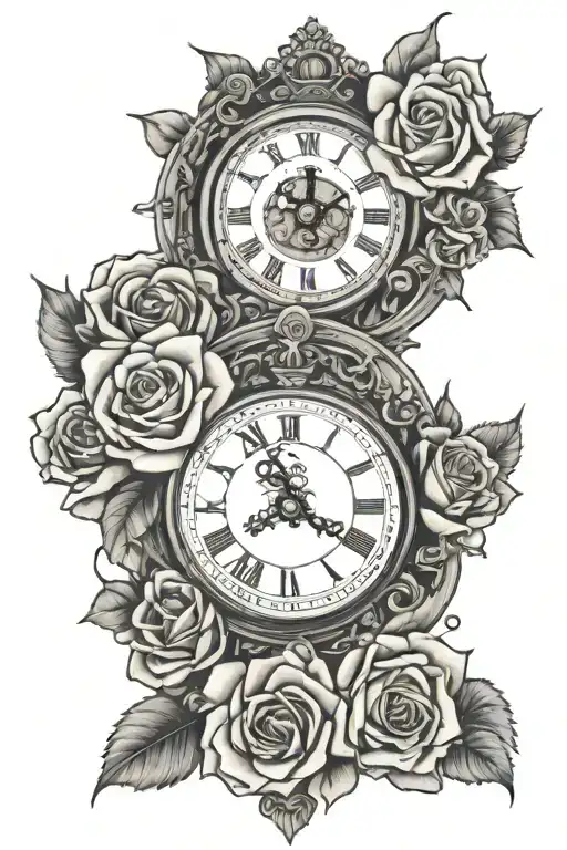 Roses Around A Clock With The World In The Middle