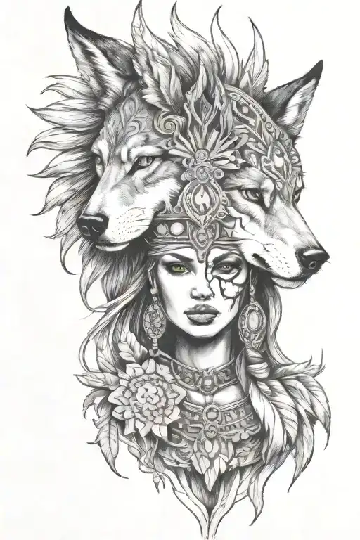 Women With A Wolf Headdress