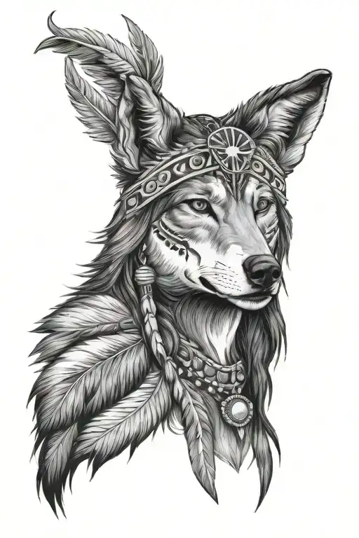 Wolf Native American Woman Wearing