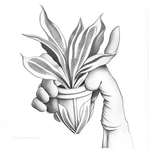 Calathea Plant Coming From Human Hand