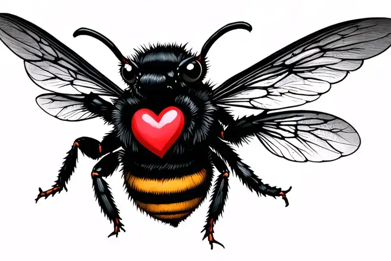 Devil Bumble Bee With Heart Wings