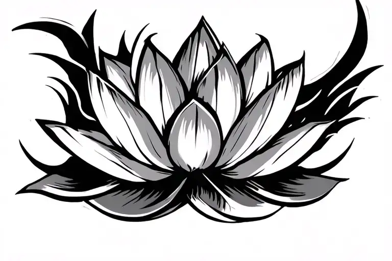 Tribal Lotus Tattoo Front Sholder Blade