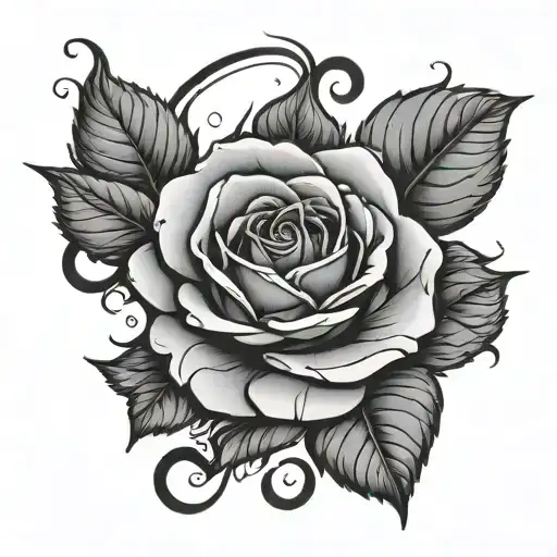 Yin Yang Rose Tattoo Outline