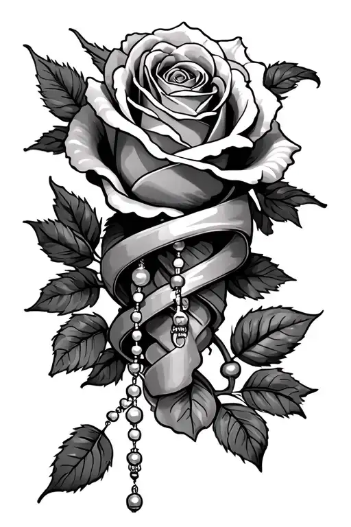 Rose And Rosary Wrapped Loosely