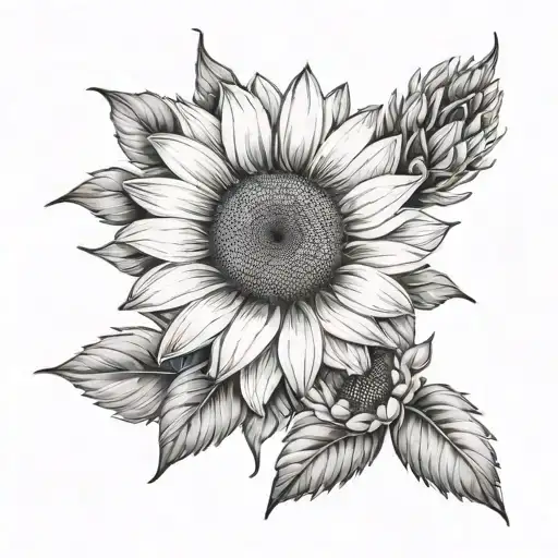 One Daisy And One Sunflower Blooming