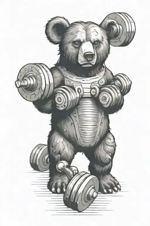 Bear And Dumbells And Plates