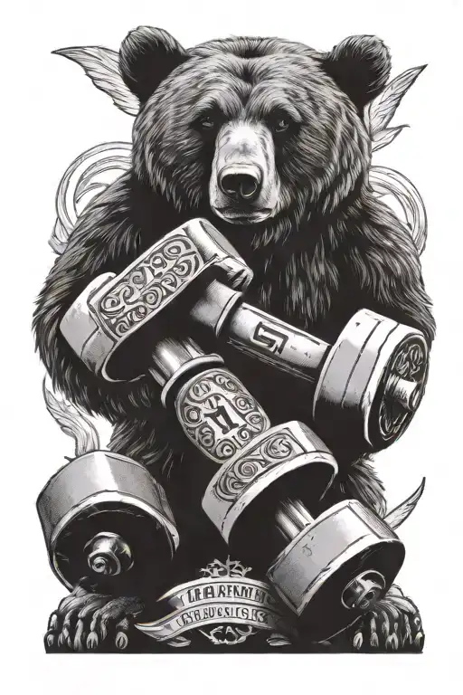 Bible Verse And Gym Dumbbell Intertwined And Bear