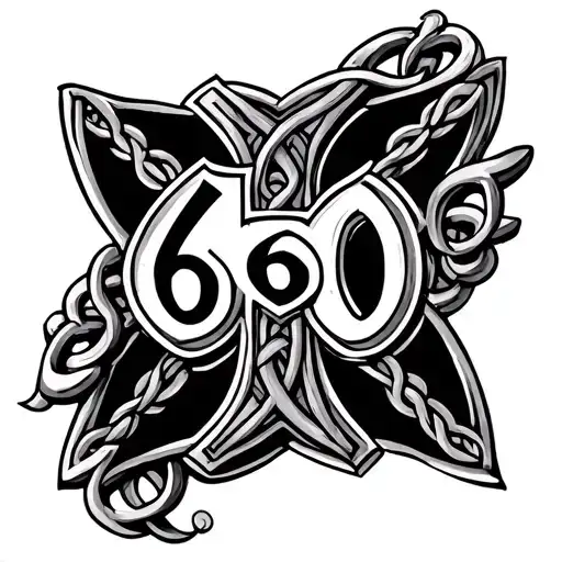 Maltese Cross And Celtic Design And The Number 60