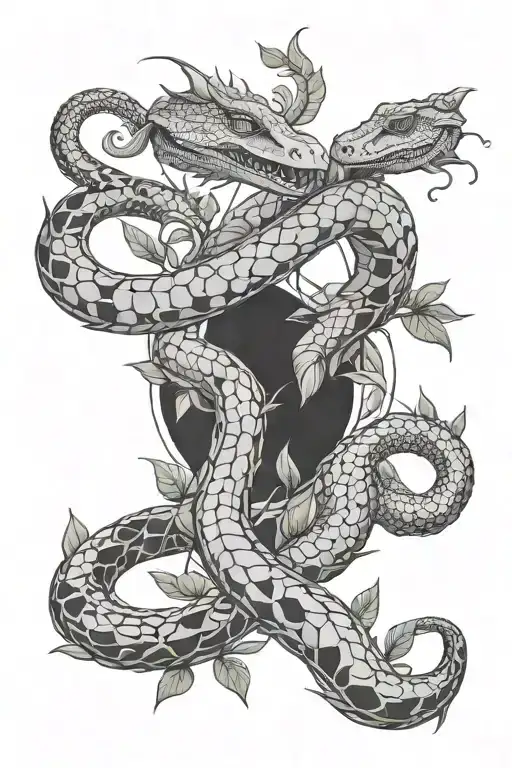 Thc And Cbd Chemical Structures In Botanical With A Snake Or Small Dragons