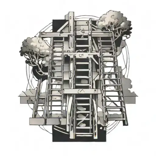 An Abstract Tattoo Of Interconnected Ladders Symbolizing The Importance Of Family