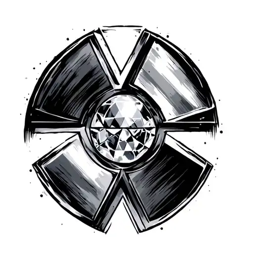 Radioactive Sign Combined With A Diamond Shaped Crystal