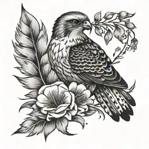 Heather Flower And Falcon Feather