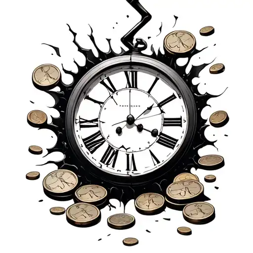 A Broken Clock Face Trowing Coins