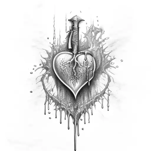 Dripping Blood Heart With Sword