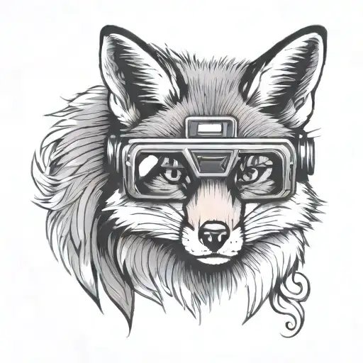A Fox Wearing Virtual Reality Goggles With A Digital Background