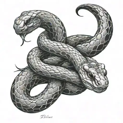 Snake Coiled Around An Apple