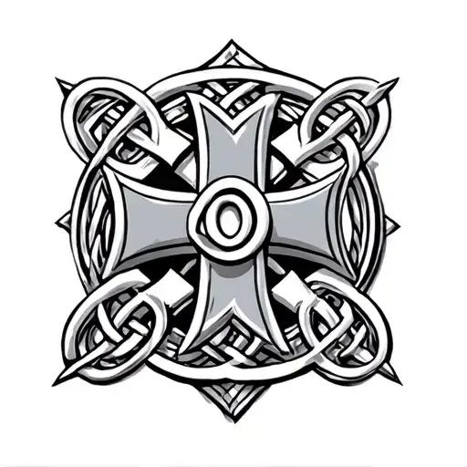 Maltese Cross And Celtic Design And The Number 60