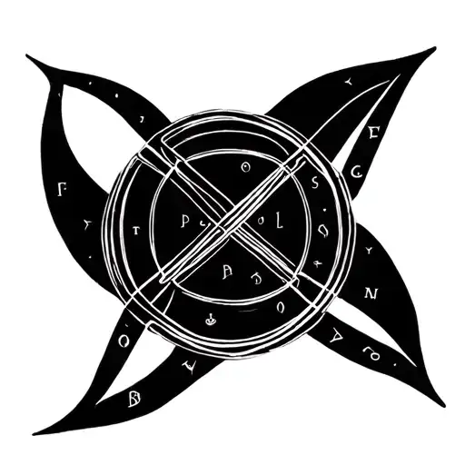 Enneagram As Clear Tattoo In Only Black With Double Lines