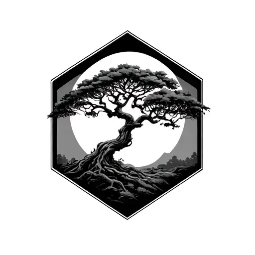 Tree Bending In The Wind Inside A Hexagon